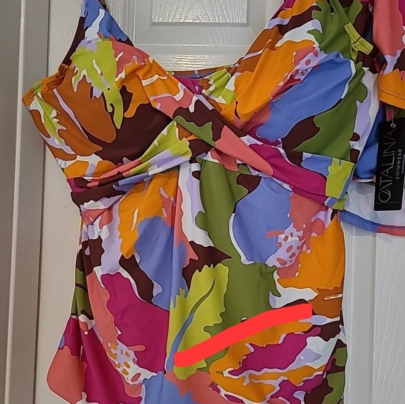 Catalina Swimsuit 3X Tankini Bathing Suit Two Piece Multicolor Floral - Picture 3 of 9